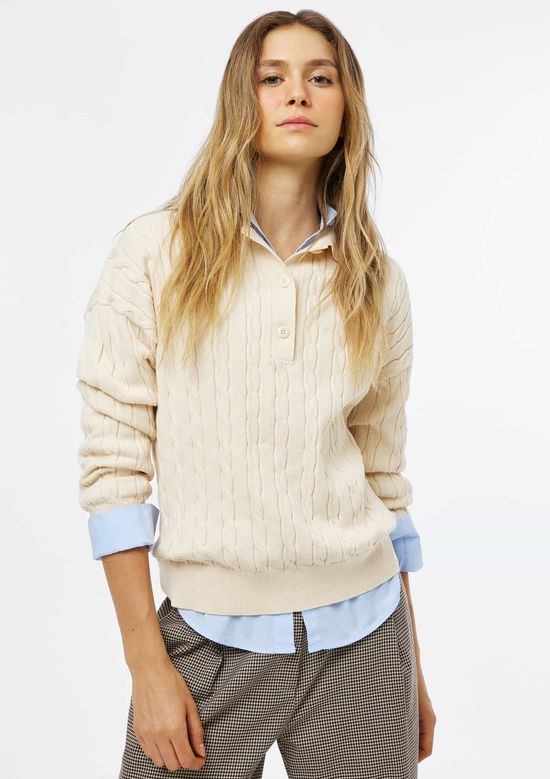 Foto do produto: Polo Feminina Em Tricô Trançado - Off white