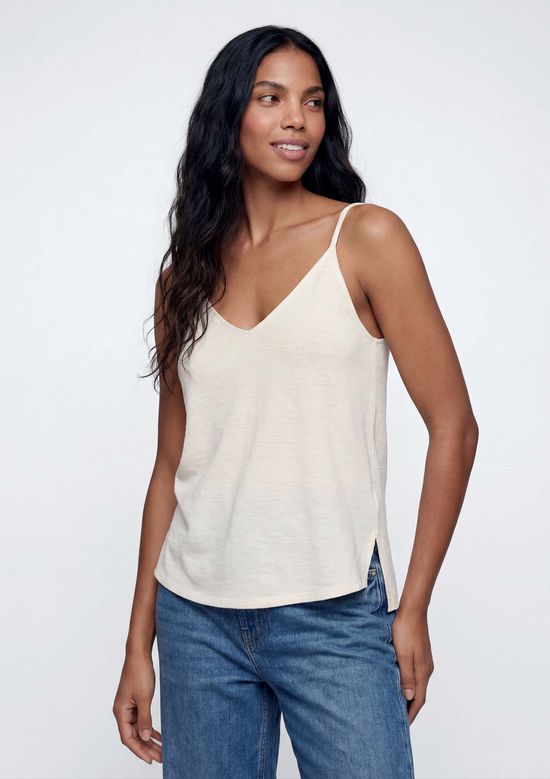 Foto do produto: Regata Feminina Alças Finas Com Elastano - Creme