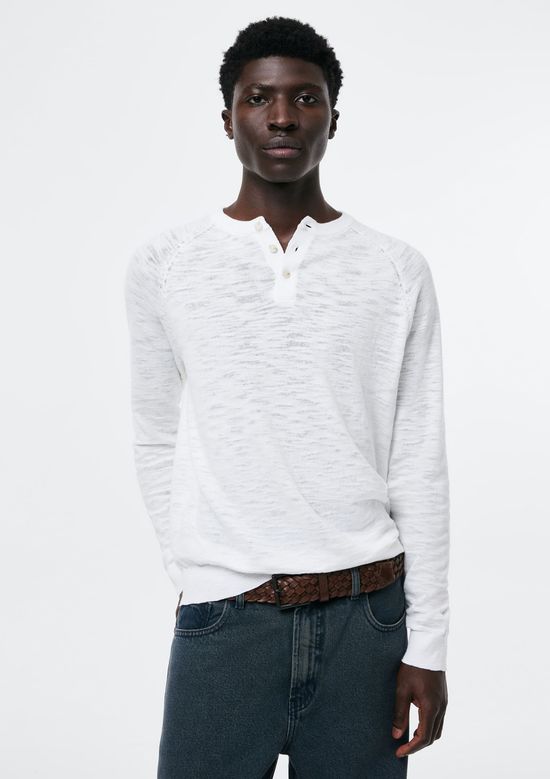 Foto do produto: Camisa Masculina Henley Em Tricô - Off white