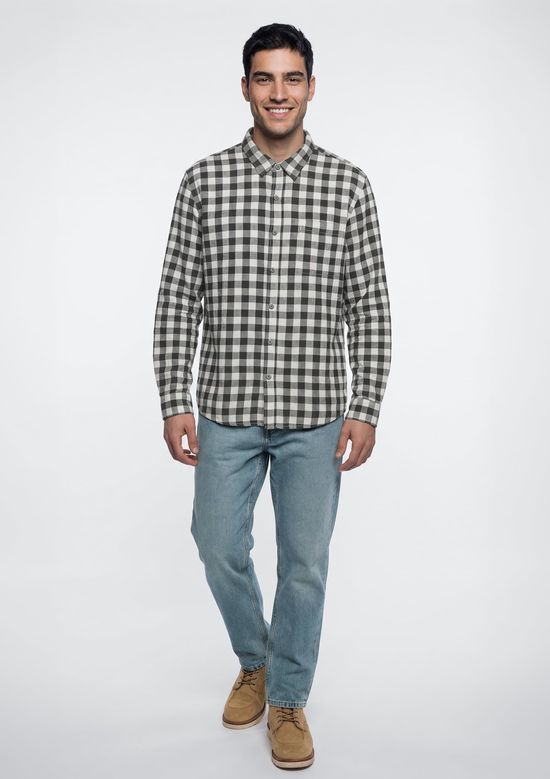 Foto do produto: Camisa Masculina Regular em Fio Tinto Quadriculado - Preto
