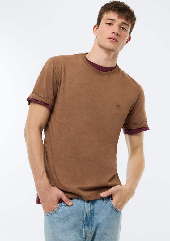 Foto do produto: Camiseta Básica Masculina World Com Bordado - Marrom