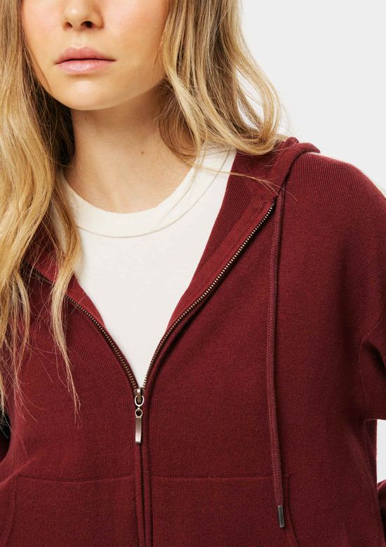 Foto do produto: Jaqueta feminina em Tricô com Capuz - Vermelho
