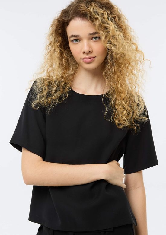 Foto do produto: Blusa Feminina Manga Curta Peach Touch - Preto