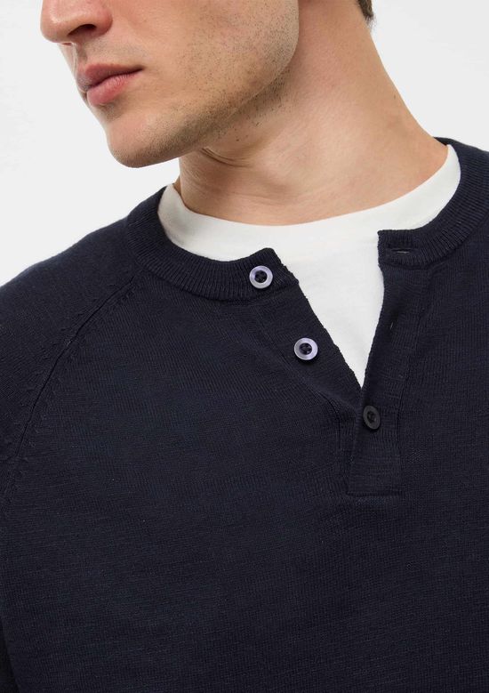 Foto do produto: Camisa Masculina Henley Em Tricô - Azul