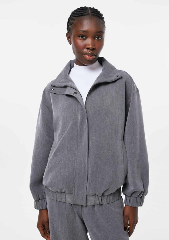 Foto do produto: Jaqueta Feminina Bomber Gola Alta - Cinza