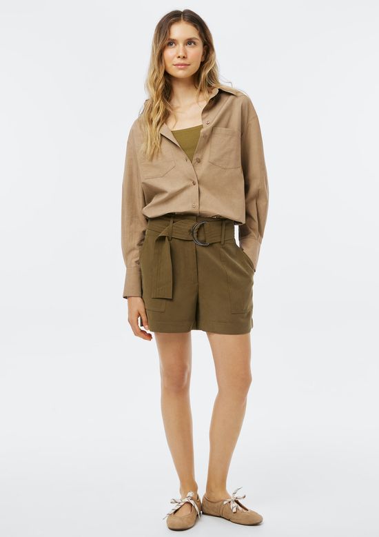 Foto do produto: Shorts Feminino Com Cinto Peach Touch - Verde