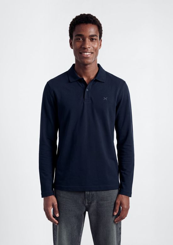Foto do produto: Camisa Polo Masculina Manga Longa Em Piquet - Azul