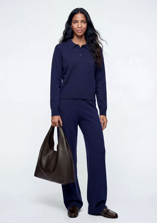 Foto do produto: Calça Feminina Reta Em Tricô - Azul