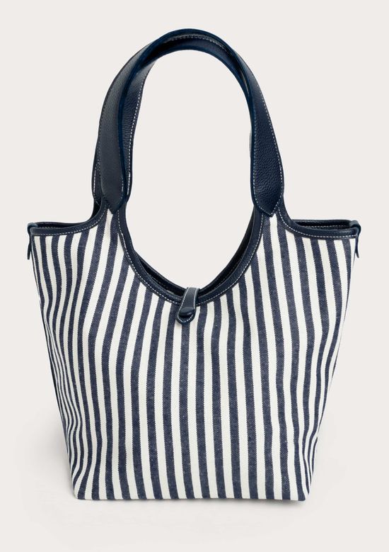 Foto do produto: Bolsa Feminina Média Listrada Em PU - Azul