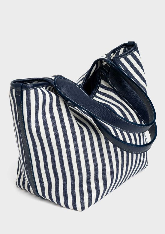 Foto do produto: Bolsa Feminina Média Listrada Em PU - Azul