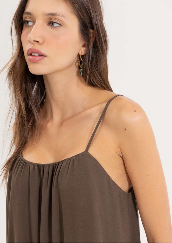 Foto do produto: Vestido Midi Evasê Em Tecido Creponado - Marrom