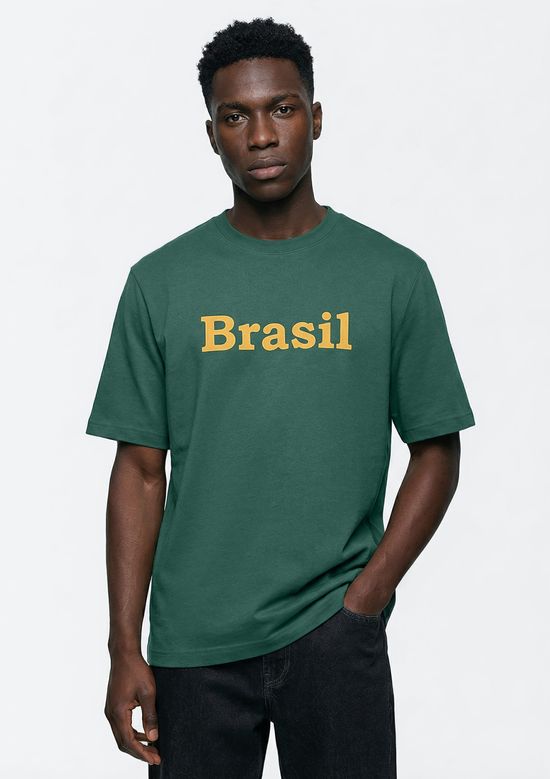 Foto do produto: Camiseta Masculina Com Estampa Drop Brasil - Verde