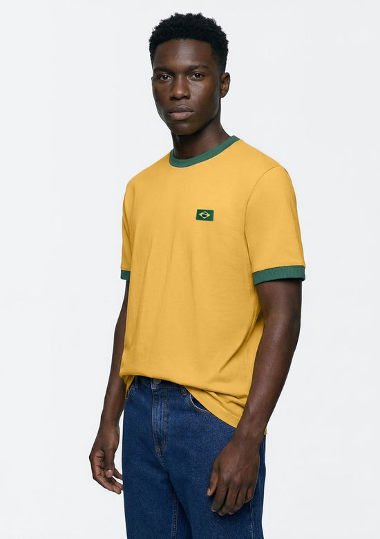 Foto do produto: Camiseta Masculina Com Patch Drop Brasil - Amarelo