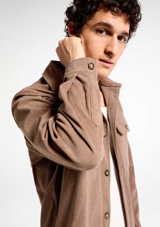Foto do produto: Camisa Overshirt Masculina Manga Longa Em Veludo Cotelê - Marrom