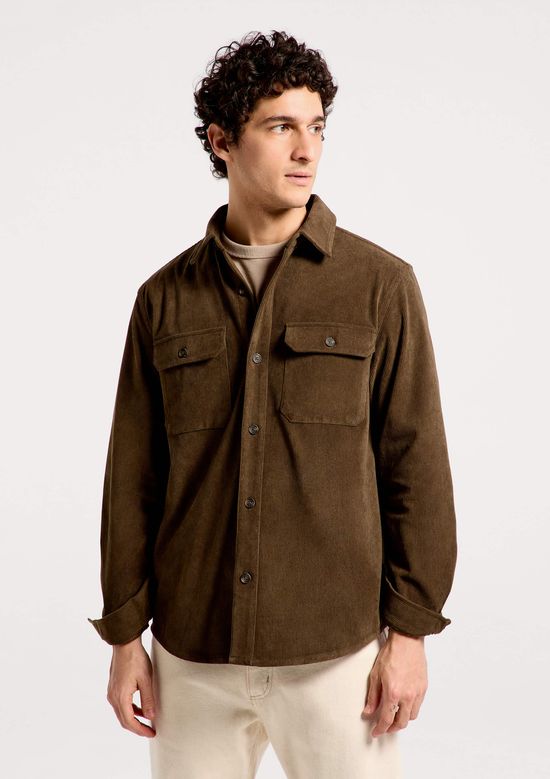 Foto do produto: Camisa Overshirt Masculina Manga Longa Em Veludo Cotelê - Marrom