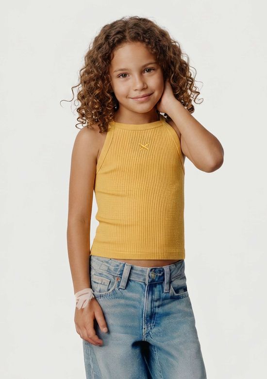 Foto do produto: Regata Infantil Menina Em Ribana Drop Brasil - Amarelo