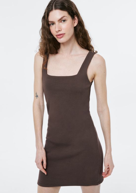Foto do produto: Vestido Curto Reto Com Elastano - Marrom