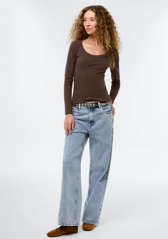 Foto do produto: Blusa Feminina Manga Longa Com Elastano - Marrom