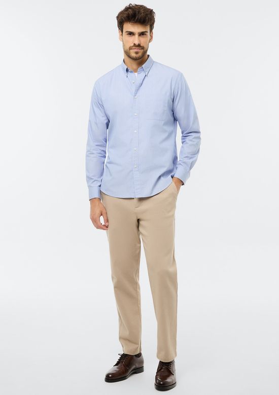 Foto do produto: Camisa Masculina Oxford Manga Longa - Azul
