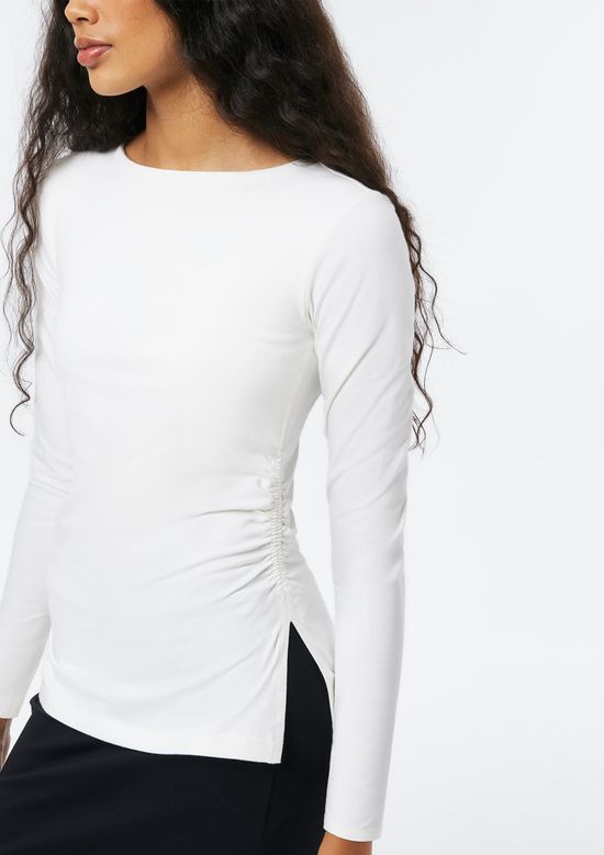Foto do produto: Blusa Feminina Manga Longa Com Elastano - Off white