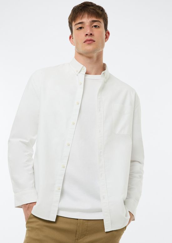 Foto do produto: Camisa Masculina Oxford Manga Longa - Off white