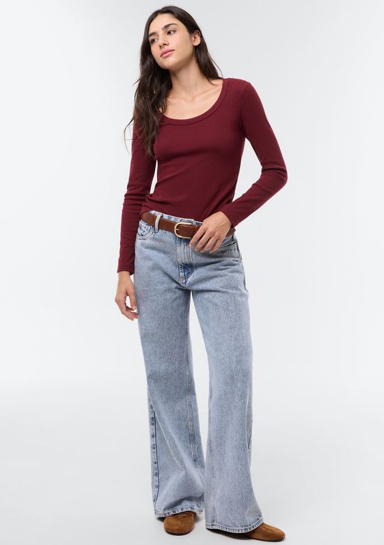 Foto do produto: Blusa Feminina Manga Longa Com Elastano - Vinho