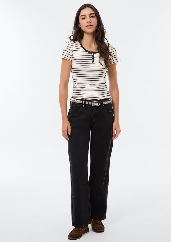 Foto do produto: Blusa Feminina Listrada Com Peitilho - Azul