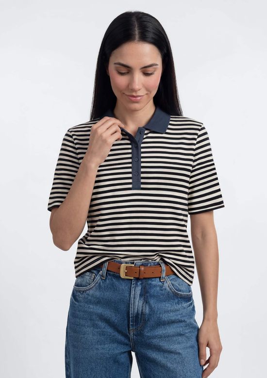 Foto do produto: Polo Feminina Fio Tinto Com Elastano - Azul