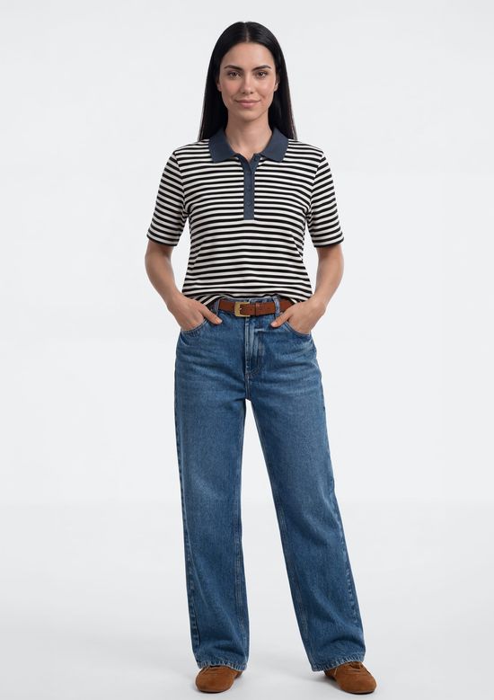 Foto do produto: Polo Feminina Fio Tinto Com Elastano - Azul