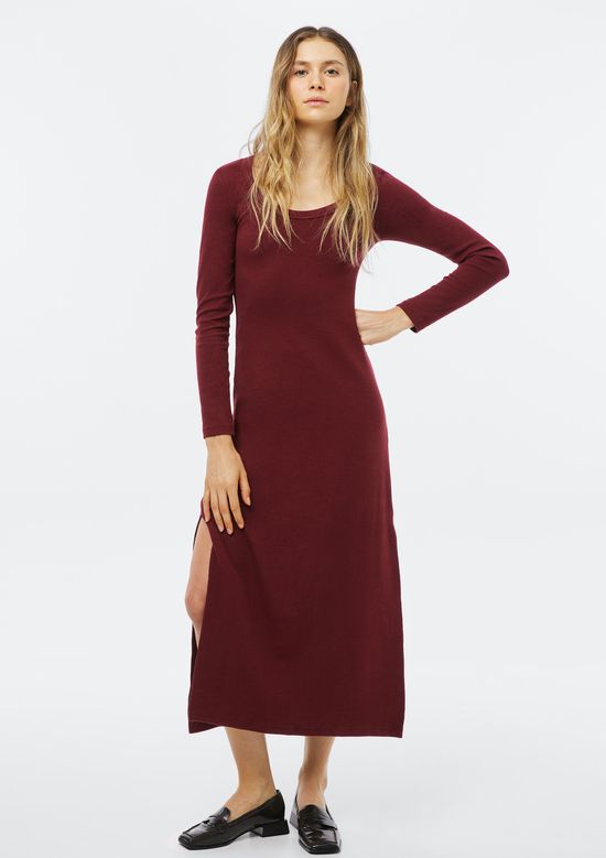 Foto do produto: Vestido Longo Em Ribana Canelada - Vinho