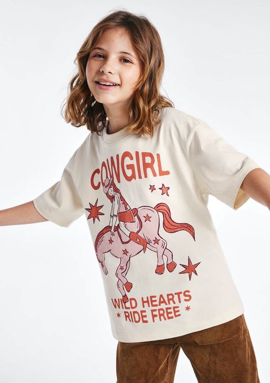 Foto do produto: Blusa Infantil Menina Oversized Super Cotton - Creme