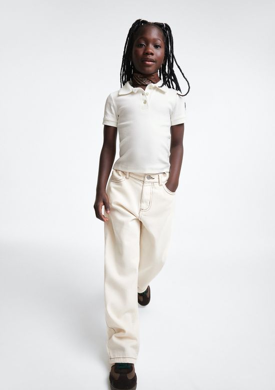 Foto do produto: Calça Infantil Menina Reta Em Sarja - Off white