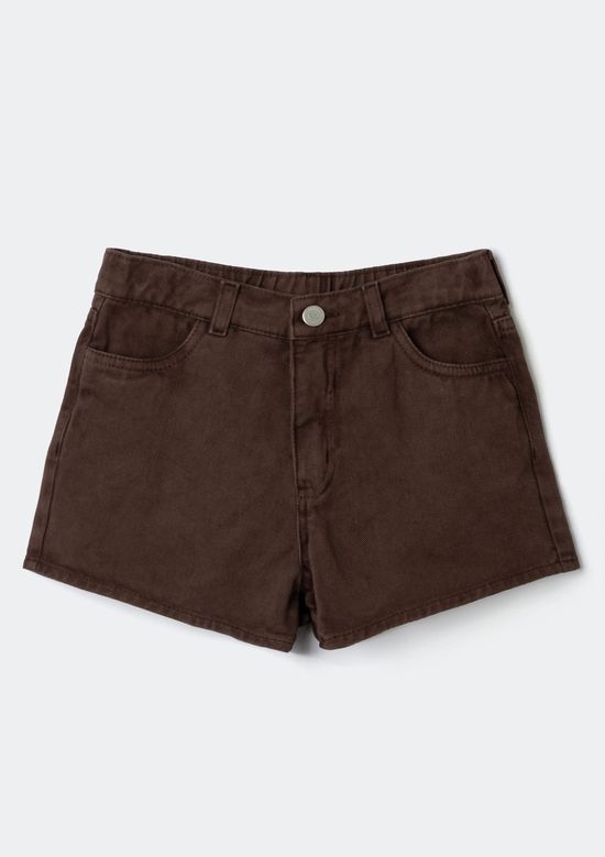 Foto do produto: Shorts Infantil Menina Barra Desfiada Em Sarja - Marrom