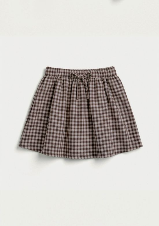 Foto do produto: Shorts Saia Infantil Fio Tinto Xadrez - Marrom