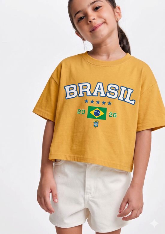 Foto do produto: Blusa Infantil Menina Super Cotton Estampada Drop Brasil - Amarelo