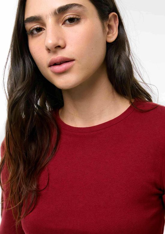 Foto do produto: Blusa Básica Feminina Manga Longa Slim - Vinho
