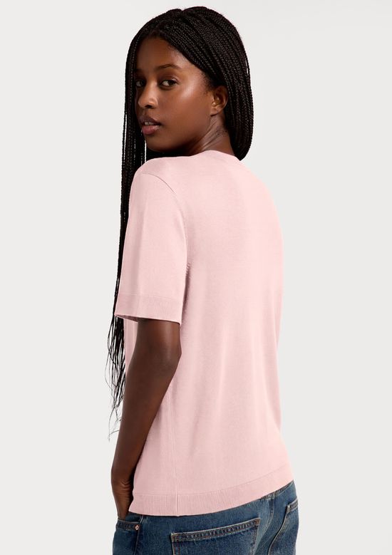 Foto do produto: Blusa Feminina Manga Curta Em Tricô Leve - Rosa