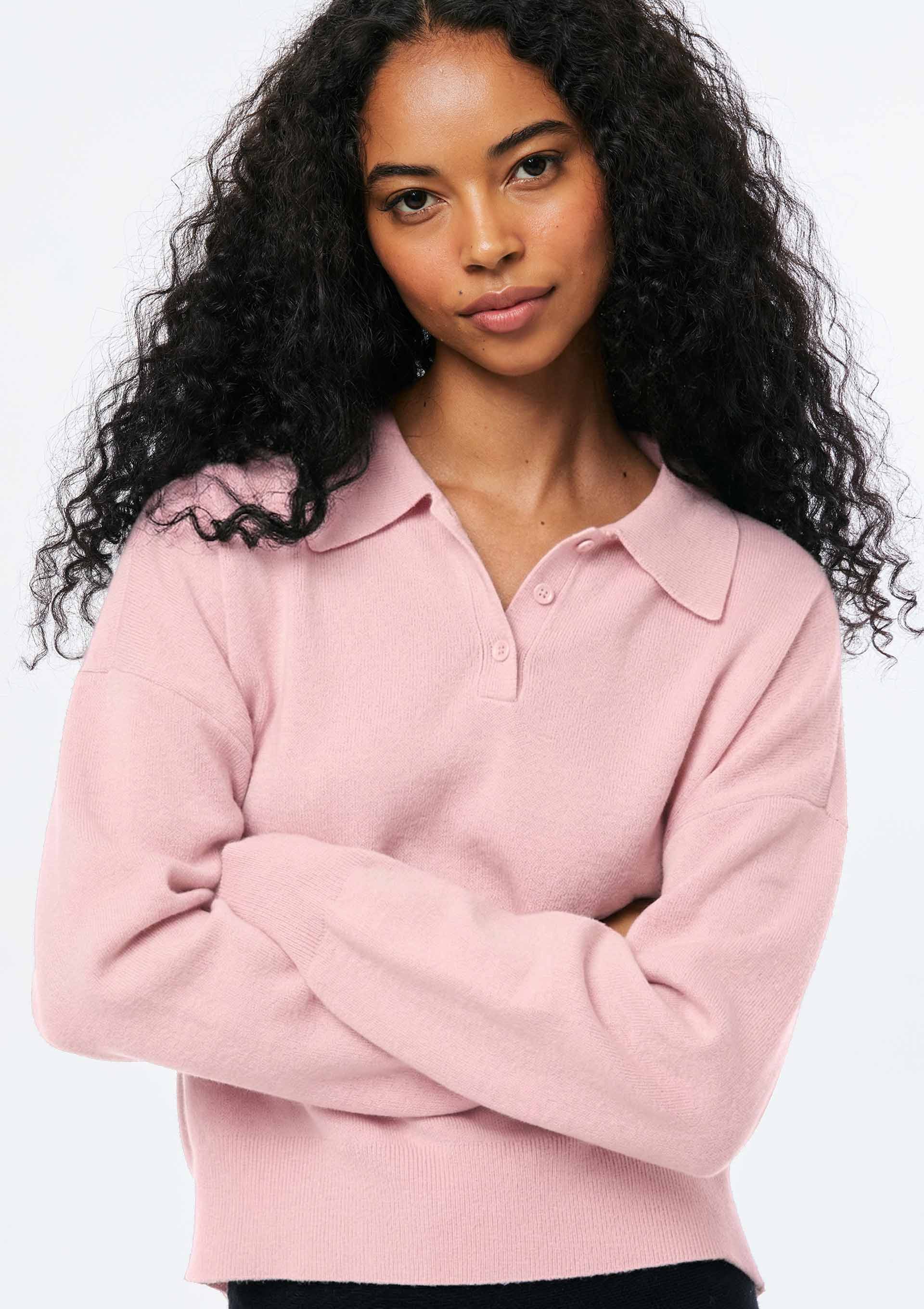 Polo Feminina Boxy Em Tricô - Rosa | Hering