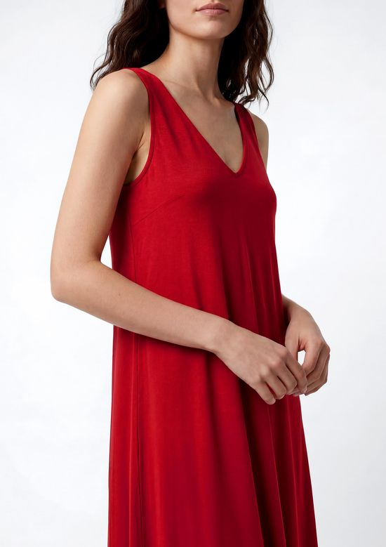 Foto do produto: Vestido Midi Evasê Com Elastano - Vermelho