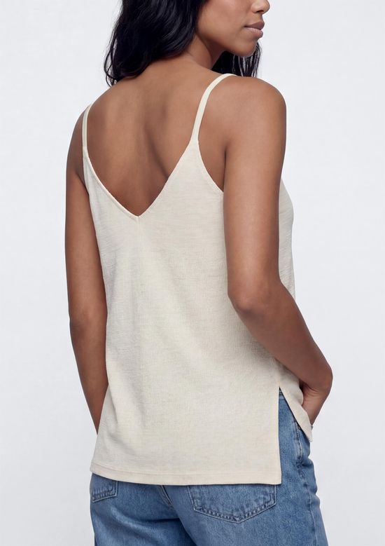 Foto do produto: Regata Feminina Alças Finas Com Elastano - Creme