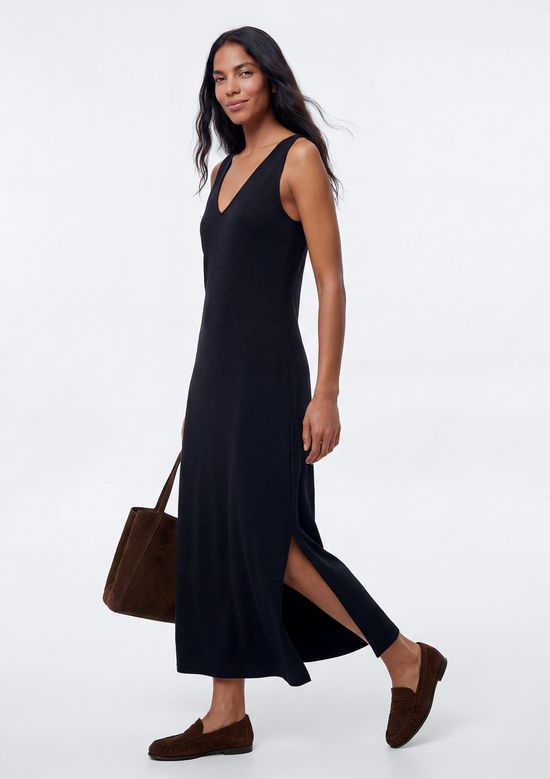 Foto do produto: Vestido Midi Evasê Com Elastano - Preto