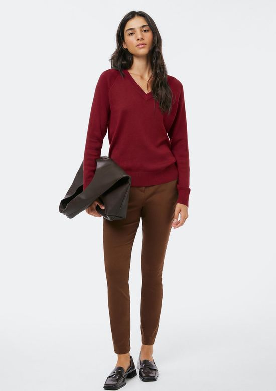 Foto do produto: Blusão Feminino Decote V Em Tricô - Vermelho