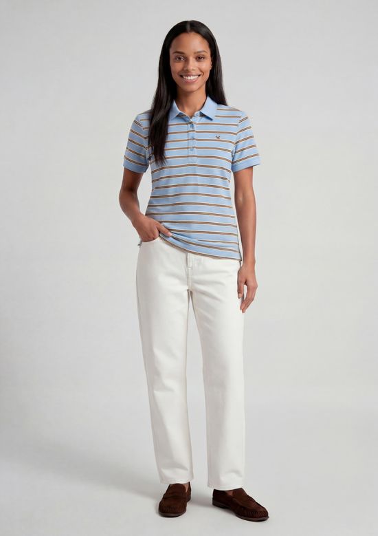 Foto do produto: Polo Feminina Em Malha Piquet Fio Tinto - Azul
