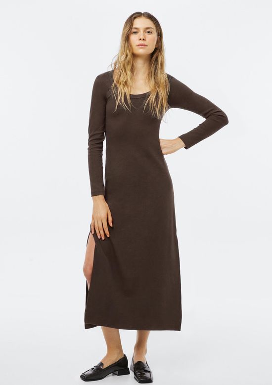 Foto do produto: Vestido Longo Em Ribana Canelada - Marrom