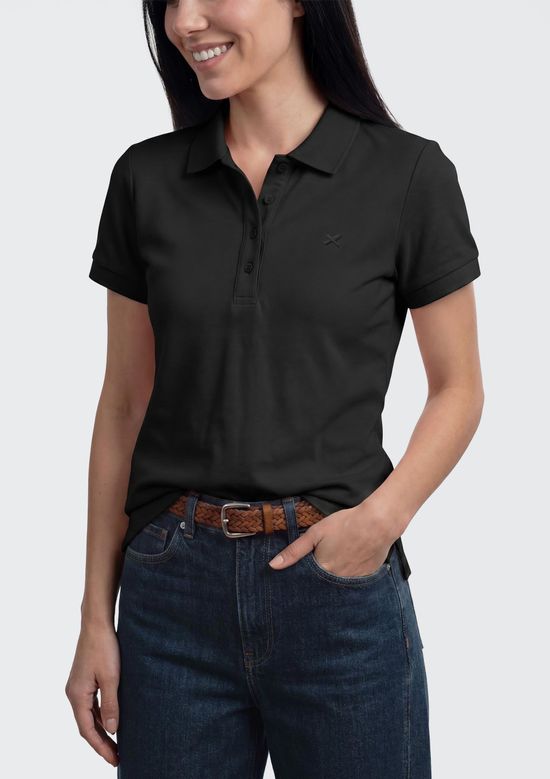 Foto do produto: Polo Feminina Bordada Em Malha Piquet - Preto