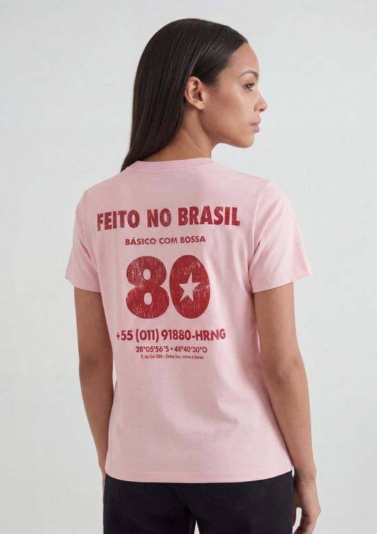 Foto do produto: Blusa Feminina Manga Curta Estampada - Rosa