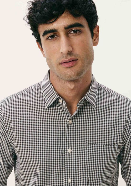 Foto do produto: Camisa Básica Masculina Manga Longa Slim Xadrez - Azul