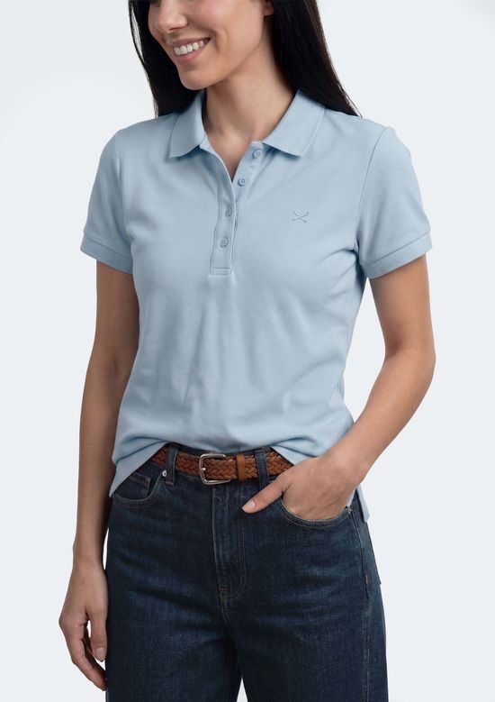 Foto do produto: Polo Feminina Bordada Em Malha Piquet - Azul