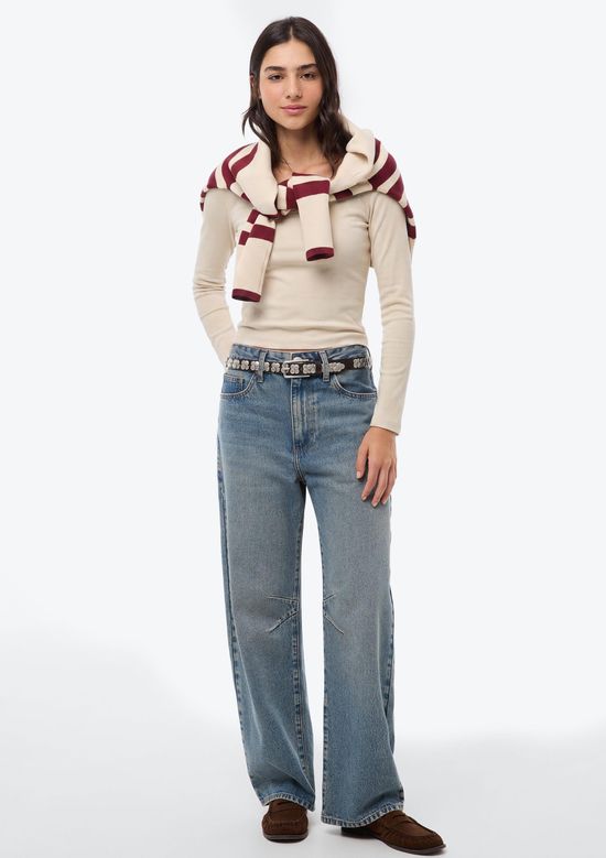 Foto do produto: Blusa Feminina Manga Longa Com Elastano - Creme