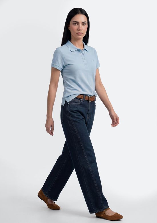 Foto do produto: Polo Feminina Bordada Em Malha Piquet - Azul